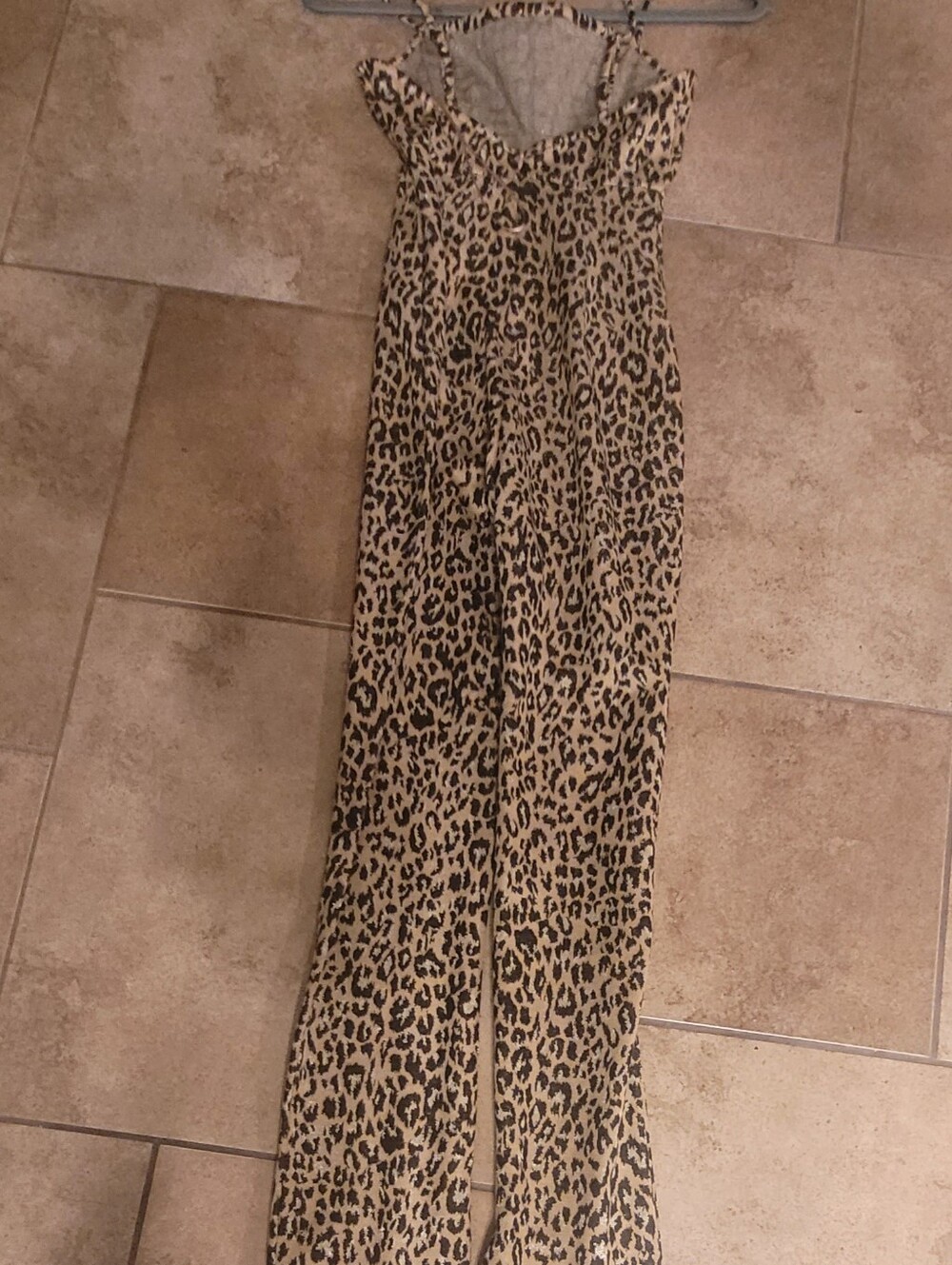 Kittenish Leopard-Print Wide Leg Jumpsuit in Tan and Black